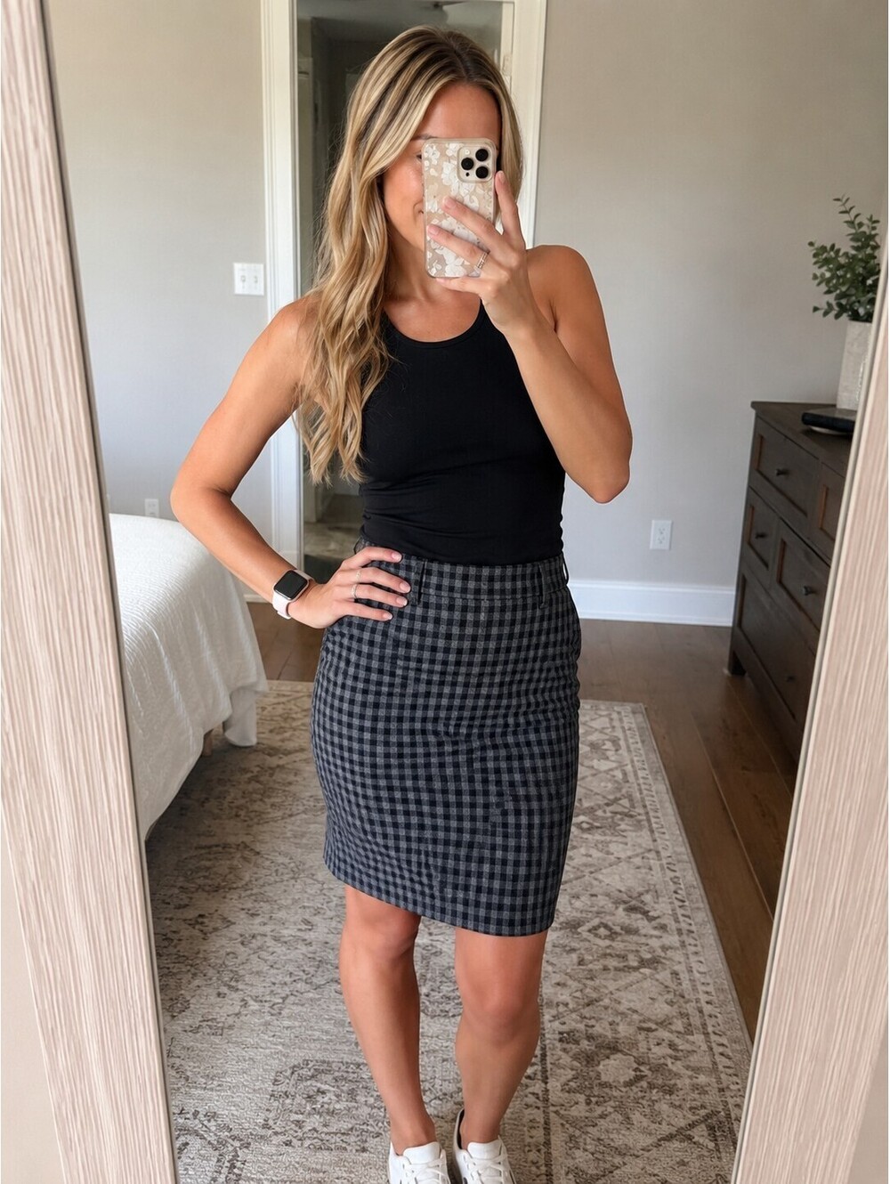KUT from the Kloth Gray Plaid Pencil Skirt Womens 6 Stretch Office Soft 32"